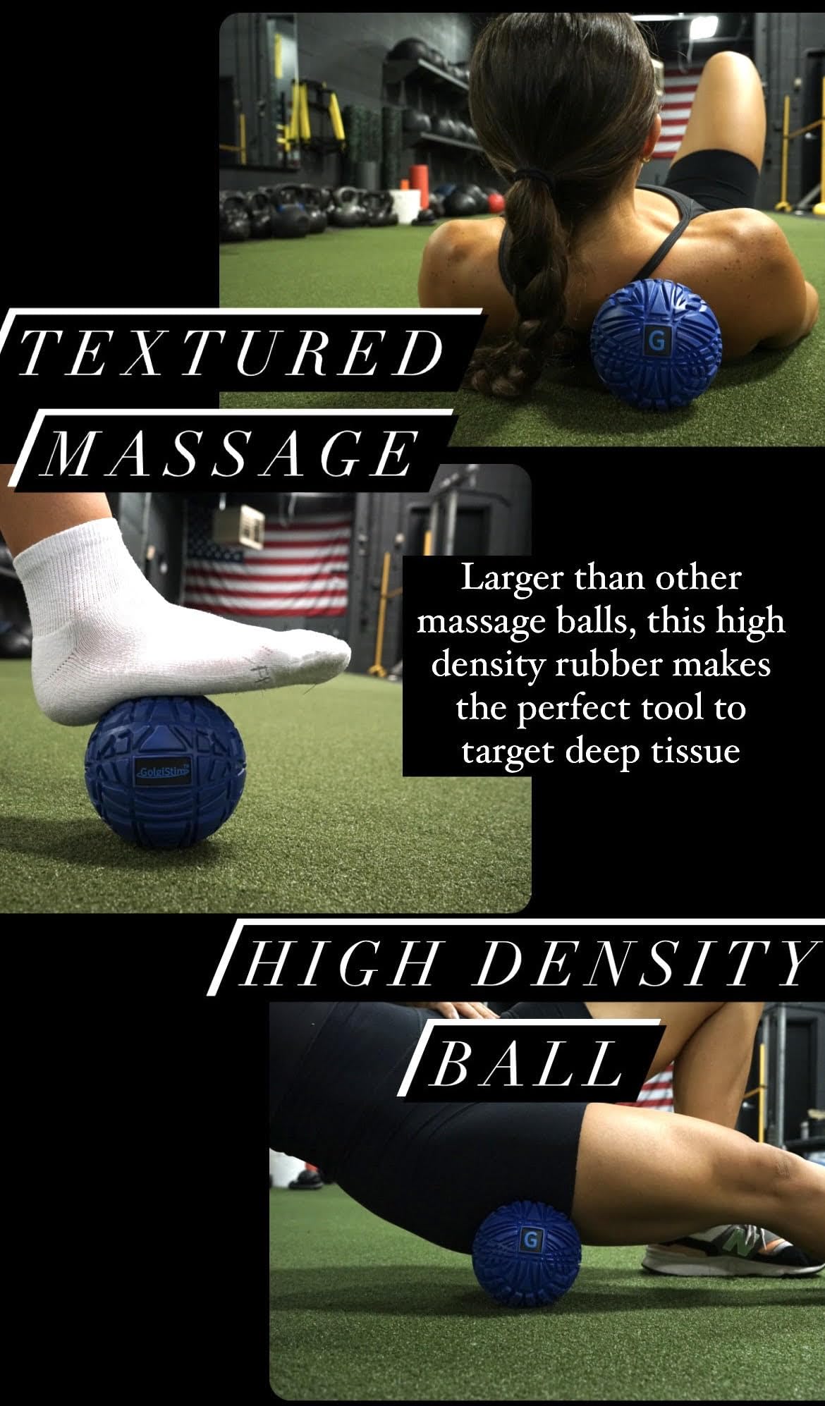 GolgiStim Large Trigger Point Massage Ball - 4.75 Inch Hard Rubber Therapy Ball for Myofascial Massage - Deep Tissue Massager fo