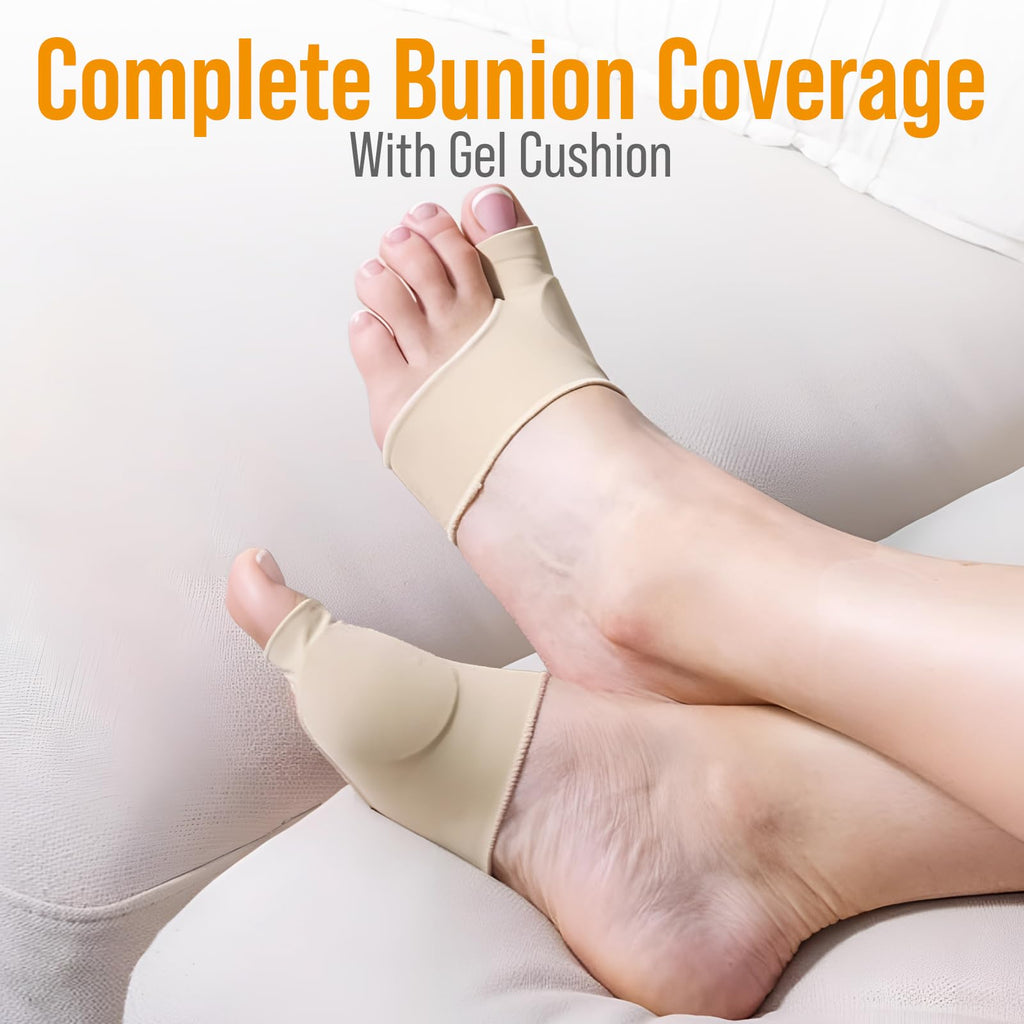5 STARS UNITED Bunion Relief Sleeve with Gel Cushion - 2-Pack Hallux Valgus Cover for Men and Women - Toe Spacer Socks with Pads