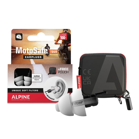 ALPINE HEARING PROTECTION MotoSafe Tour Reusable Ear Plugs - Motorcycle Ear Plugs - Noise Reduction & Ear Protection - Motorcycl
