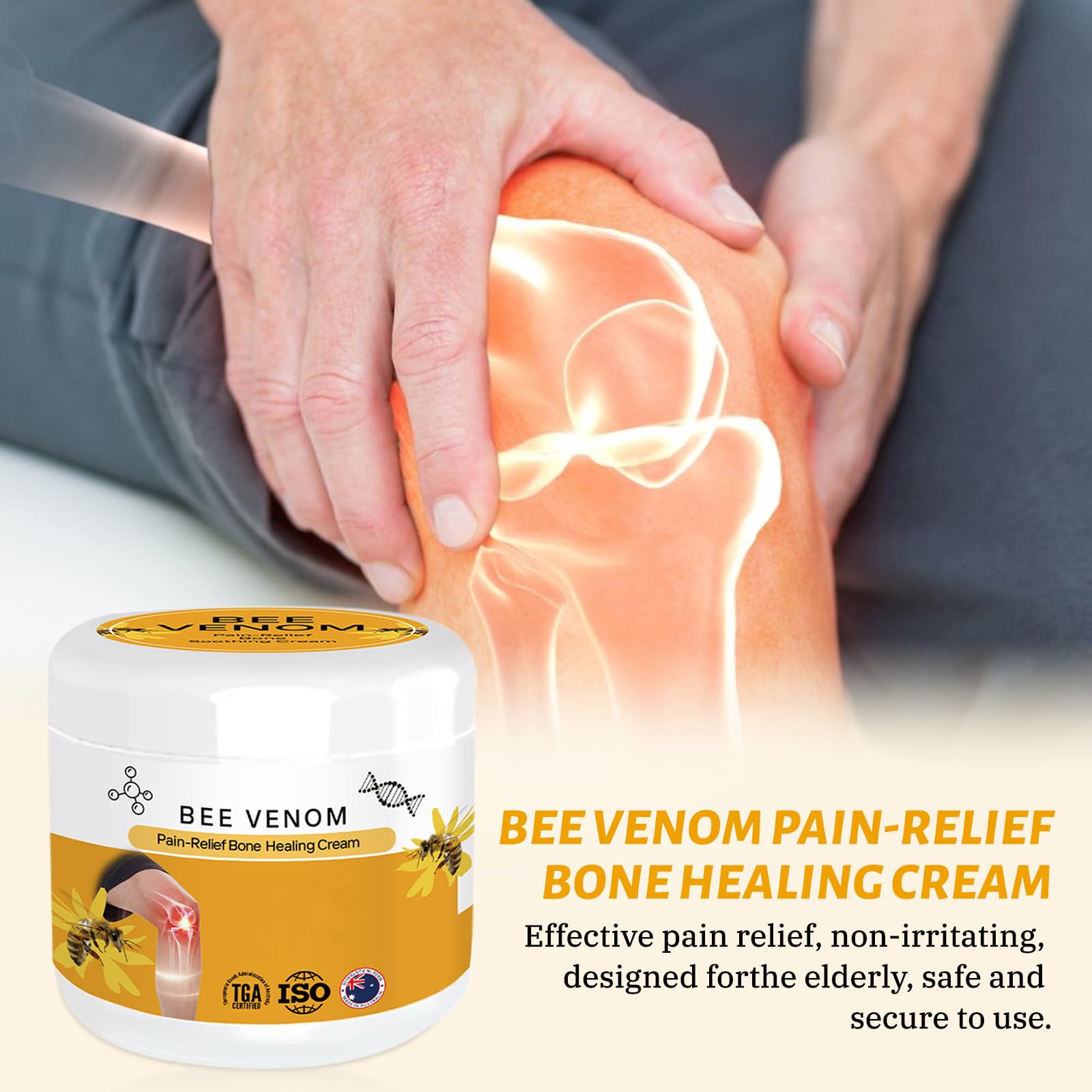 OWELMOL Bee Venom Advanced Joint and Bone Cream, Bee Venom Joint Muscle Bone Cream Effective Relief for Back, Neck, Hands, Feet,