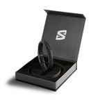 SERASAR Mens Brown Bracelets 23cm Bracelet Men Gift Box Genuine Leather Cowhide Braided Magnetic Clasp Multi Layer Wrap Rope Man