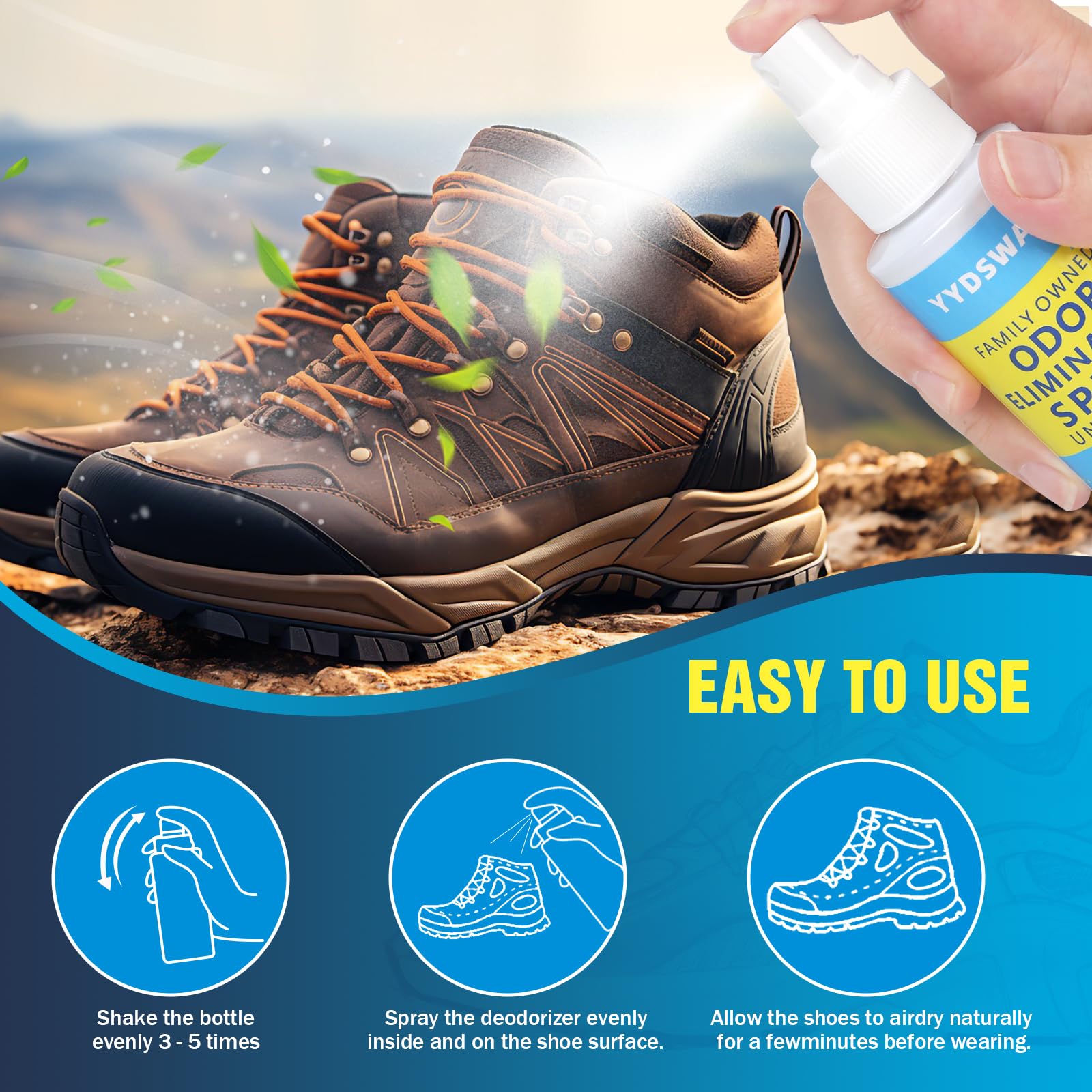 YYDSWATER Shoe Deodorizer Spray -gym bag deodorizer,cleat deodorizer soccer,boot smell eliminator,climbing shoe deodorizer,Long-