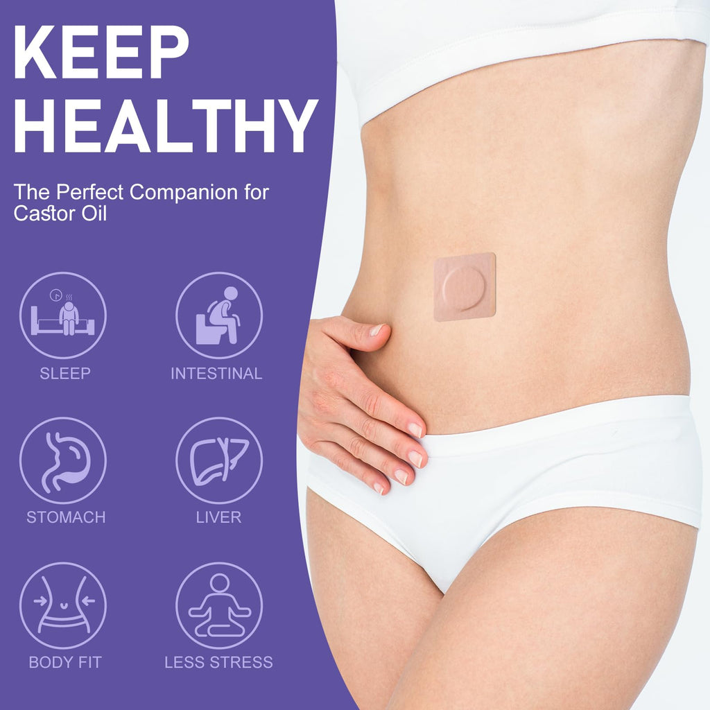 40Pcs Disposable Castor Oil Belly Button Patch | 3.15*3.15 Highly Absorbent | Self-Adhesive Castor Oil Pack Wrap for Neck/Should