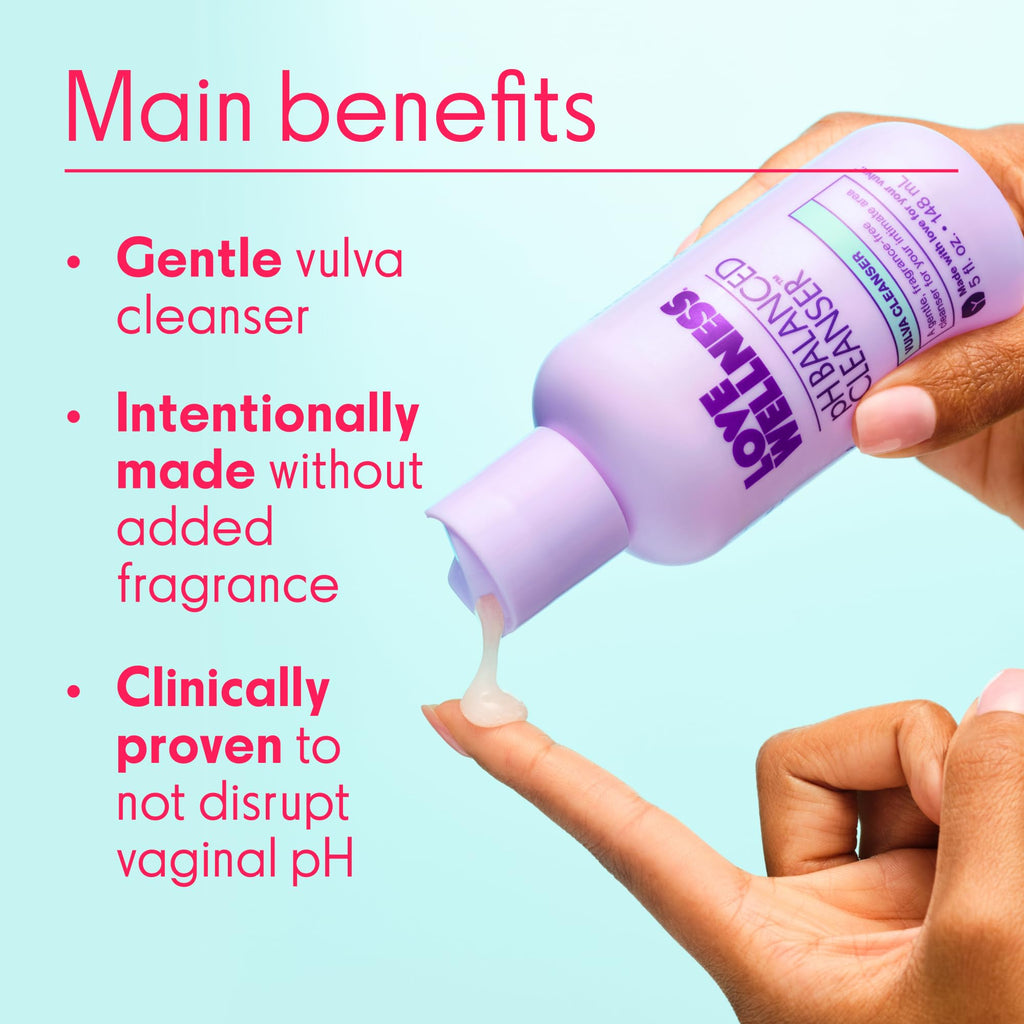Love Wellness pH Balancing Cleanser & pH Balancing Wipes | Her Essentials Duo | On The Go Support for Her | Cleanser for Balance