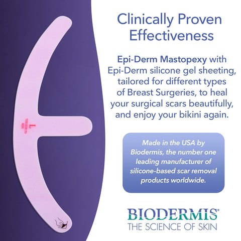 Biodermis Epi-Derm Mastopexy Anchor Shape Silicone Scar Tape for Breast Reduction & Reconstruction Surgery, Scar Sheets for Flat