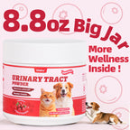 Wellix 8.8oz Large Dog and Cat Urinary Supplement - Rich in Omega-3,Cranberry for Cat UTI Treatment -Urinary Tract Podwer for Bl