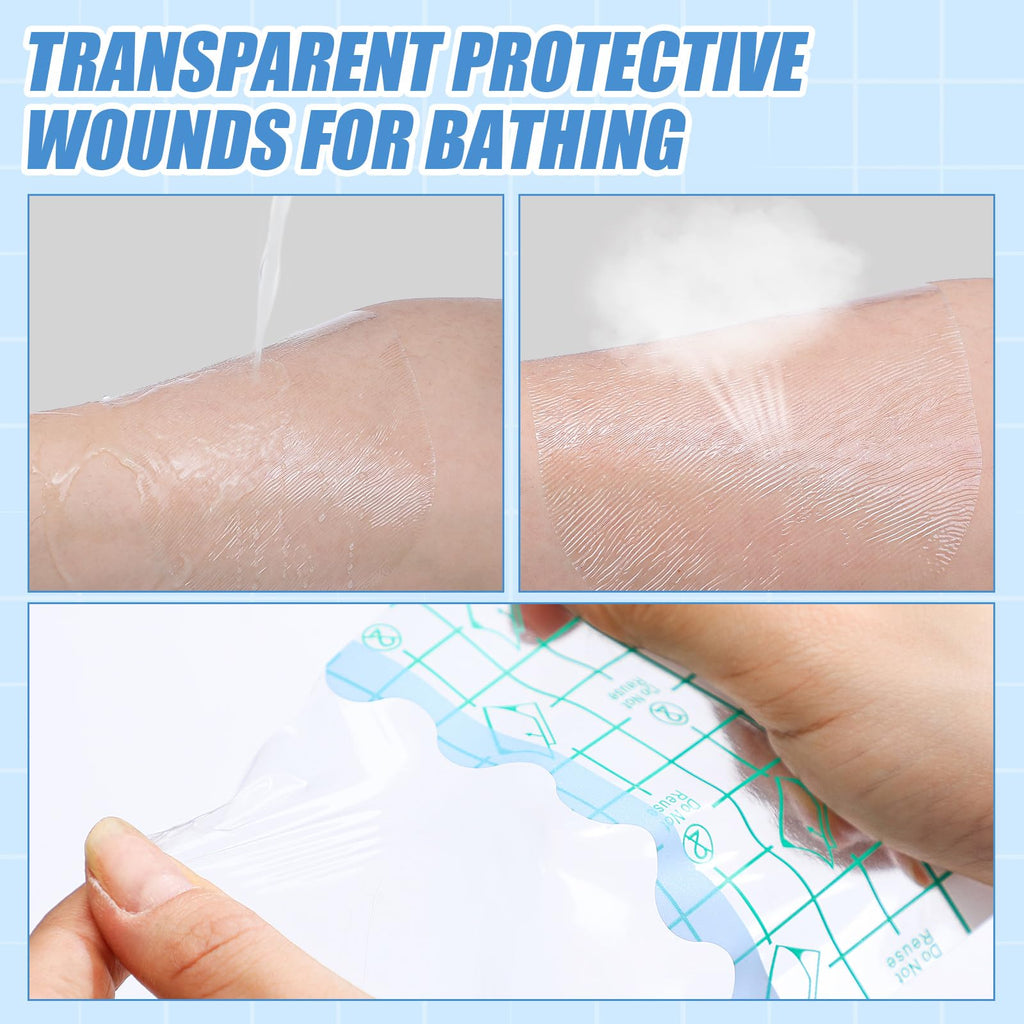 Nuanchu 100 Pieces Transparent Adhesive Bandage Waterproof Adhesive Skin Dressing Tape Transparent Film Dressing Bandages Clear