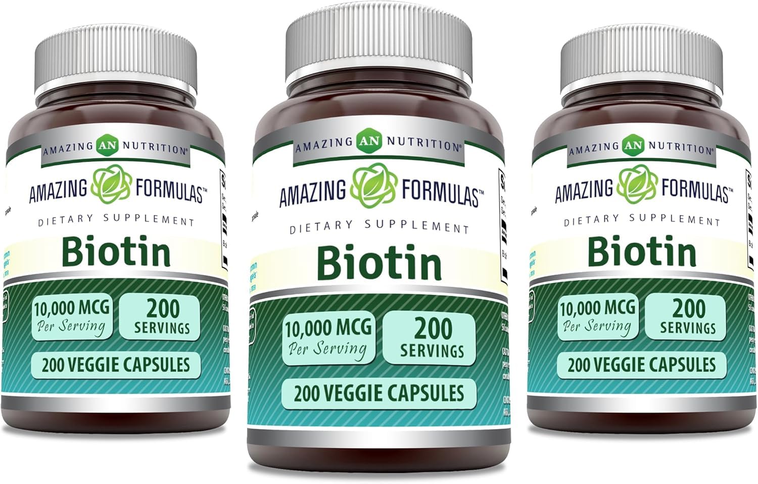 Amazing Formulas Biotin 10000mcg 200 Veggie Capsules Supplement | Non GMO | Gluten Free | Made in USA | Suitable for Vegetarians