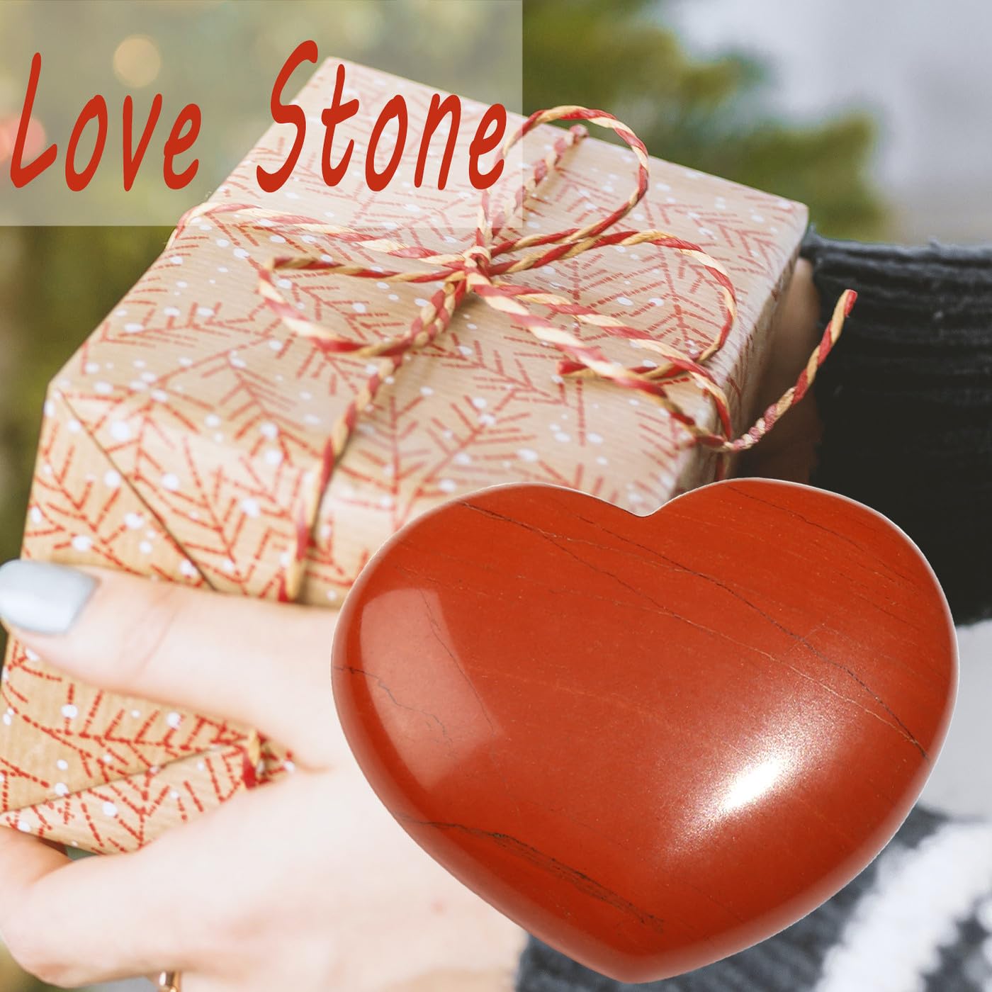MAIBAOTA 45 mm Red Jasper Crystal Stones Heart Love Crystal Valentines Gifts for Herfriend Wife Palm Stone Reiki Crystal Gemston