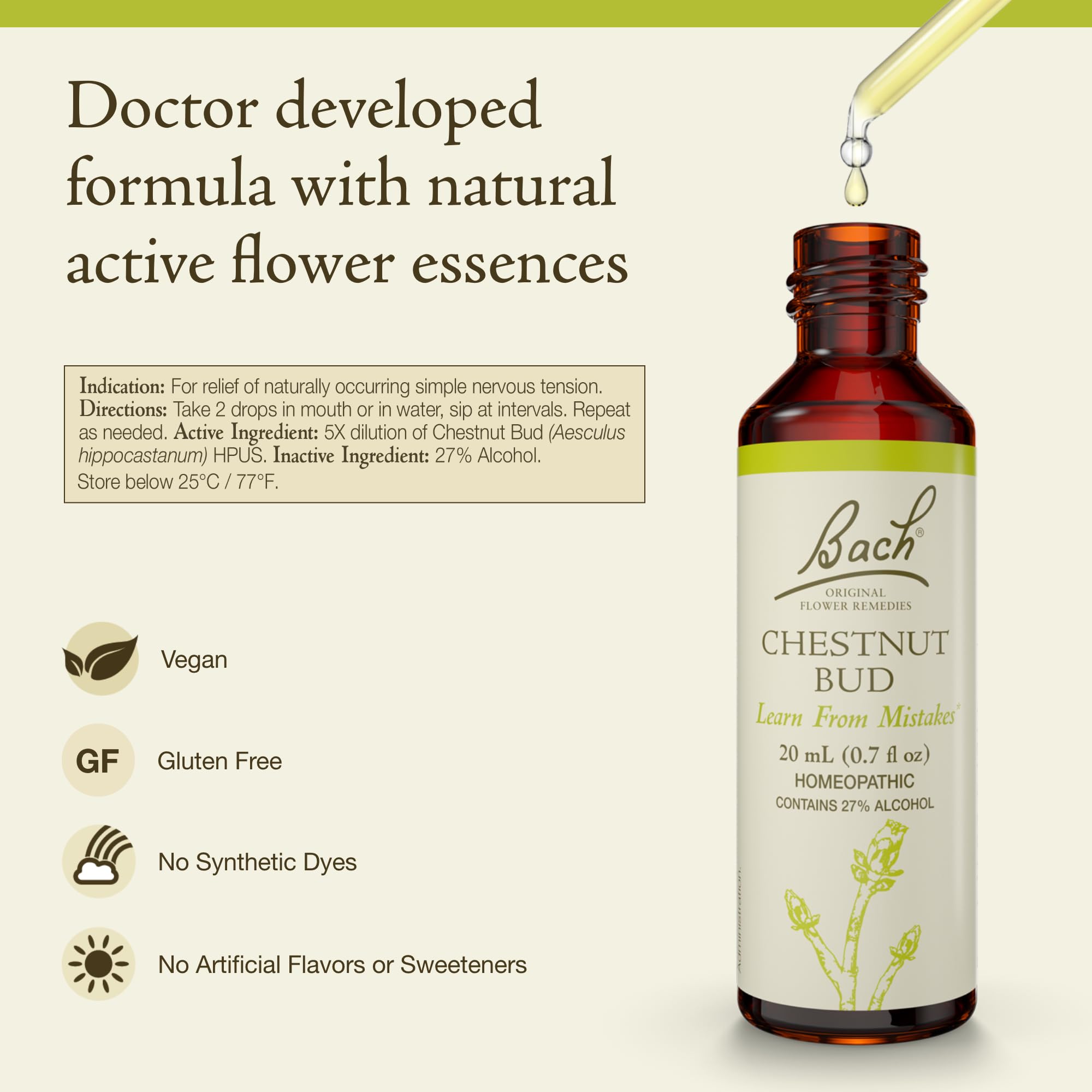 Bach Original Flower Remedies, Chestnut Bud - Learn from Mistakes - Natural Homeopathic Flower Essence for Emotional Balance - V