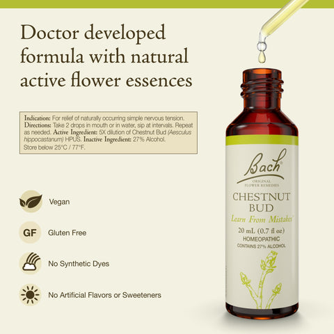 Bach Original Flower Remedies, Chestnut Bud - Learn from Mistakes - Natural Homeopathic Flower Essence for Emotional Balance - V