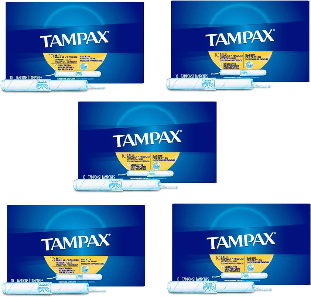 Tampax Tampons Regular Absorbency - 10 ct, Pack of 5
