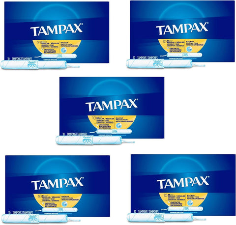 Tampax Tampons Regular Absorbency - 10 ct, Pack of 5