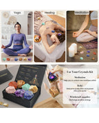 Crystals and Healing Stones Set with Orgonite Pyramid - (2-2.5 inch) Large 7 Chakras Stones, Positive Energy Healing Stones for