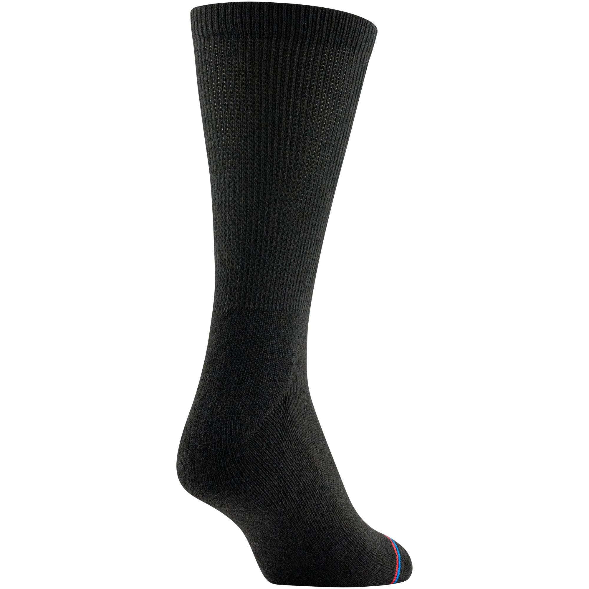 MediPEDS Men's 8 Pack Diabetic Crew Socks with Non-Binding Top, Black, Shoe Size: Men 9-12 / Women 10-13