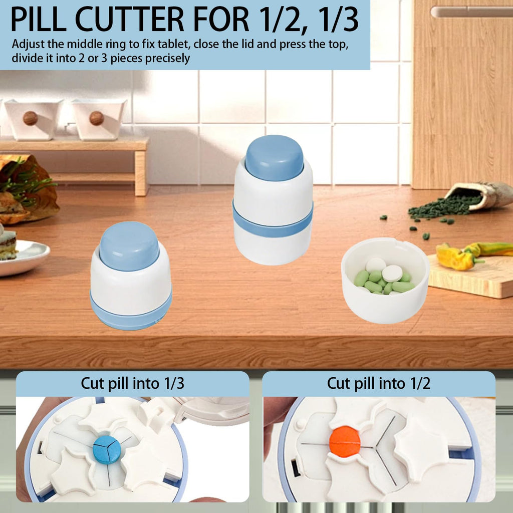 Pill Cutter 1/3 Pill Splitter for Small and Large Pills with Stainless Steel Blade for Cutting Pills in one Third or Half, Porta