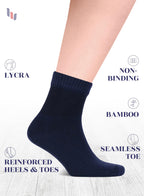 Hugh Ugoli Diabetic Socks for Men, Loose Ankle Socks Bamboo, Extra-Wide, Thin, Seamless Toe and Non-Binding Top, 4 Pairs, Navy B