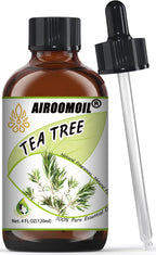 Airoomoil Tea Tree Essential Oil for Skin Muscle Hair Shampoo Body Wash Nails Aroma Natural Diffuser Oil 4 Fl Oz