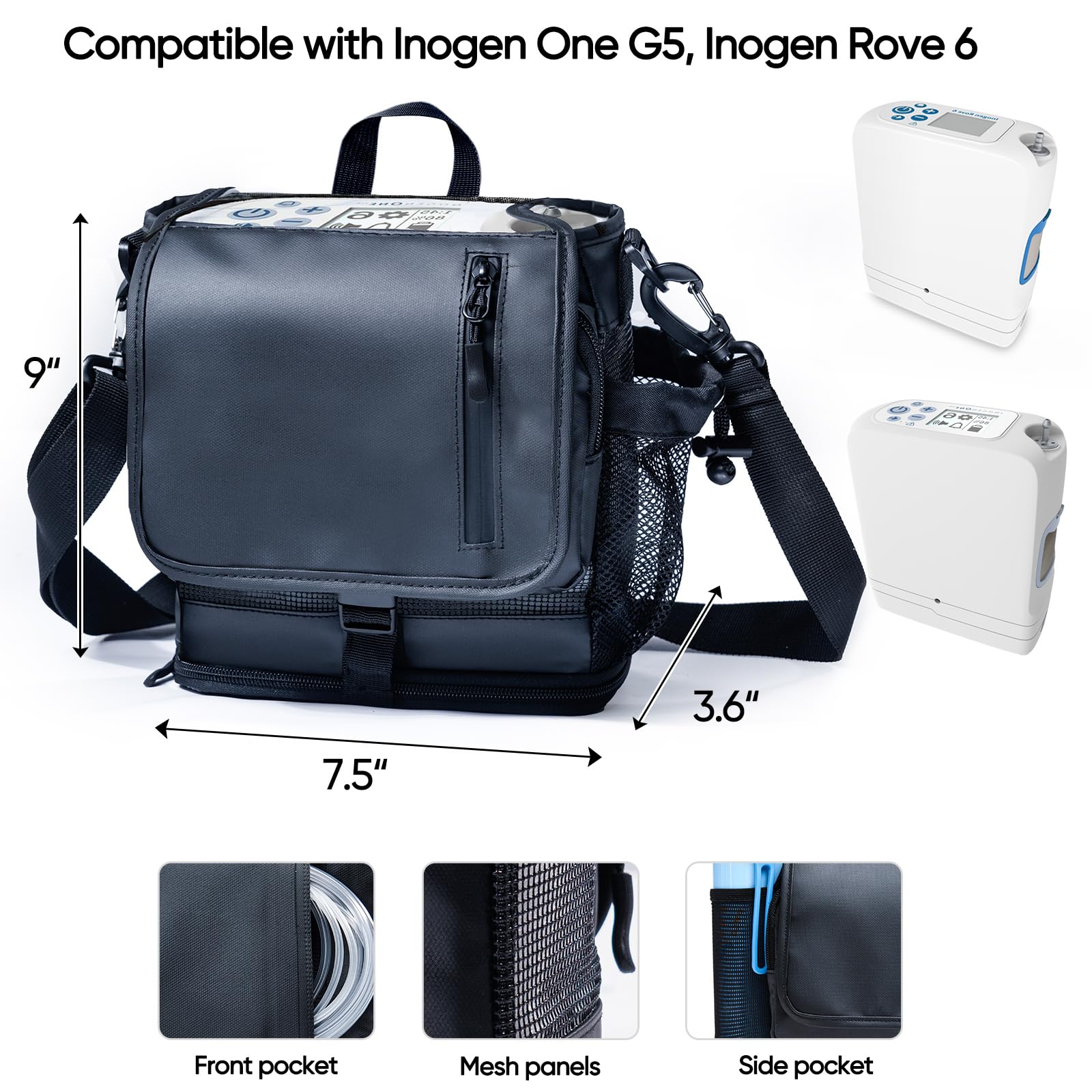 BAGSFY Lightweight Carry Shoulder Bag for Inogen One G5 and Rove 6 Tote, Portable Oxygen Concentrator Carrying Case for Inogen O