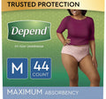 Depend FIT-FLEX Incontinence Underwear for Women, Disposable, Maximum Absorbency, Medium, Blush, Tan (44 Count)