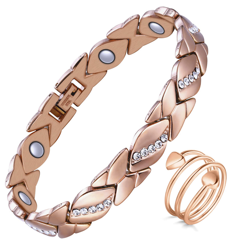 Jecanori Copper Magnetic Bracelets for Women,Adjustable 99.9% Solid Copper Bracelets,Valentine's Day Gifts Magnetic Jewelry with