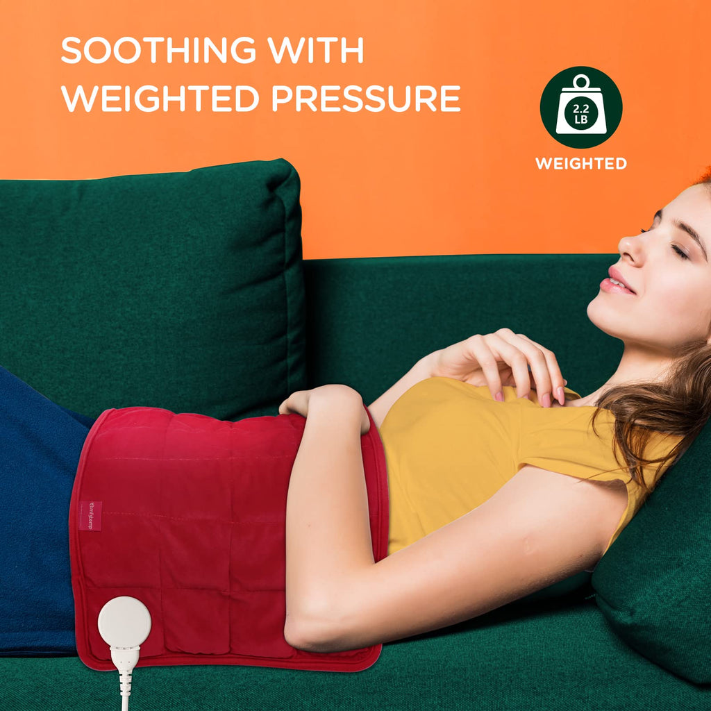 Comfytemp Weighted Heating Pad for Period & Back, 2.2lb Heating Pad, Birthday Gifts for Mom/Women/Wife, 12 x 24 Electric Heat Pa