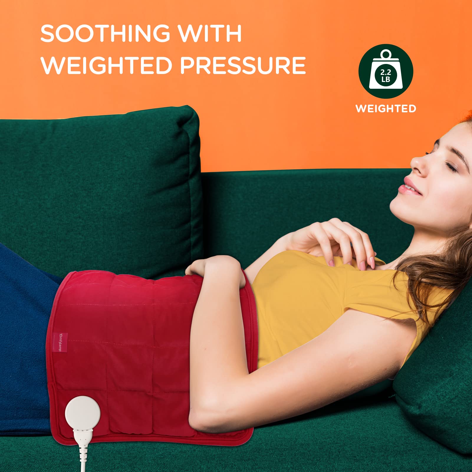 Comfytemp Weighted Heating Pad for Period & Back, 2.2lb Heating Pad, Birthday Gifts for Mom/Women/Wife, 12 x 24 Electric Heat Pa