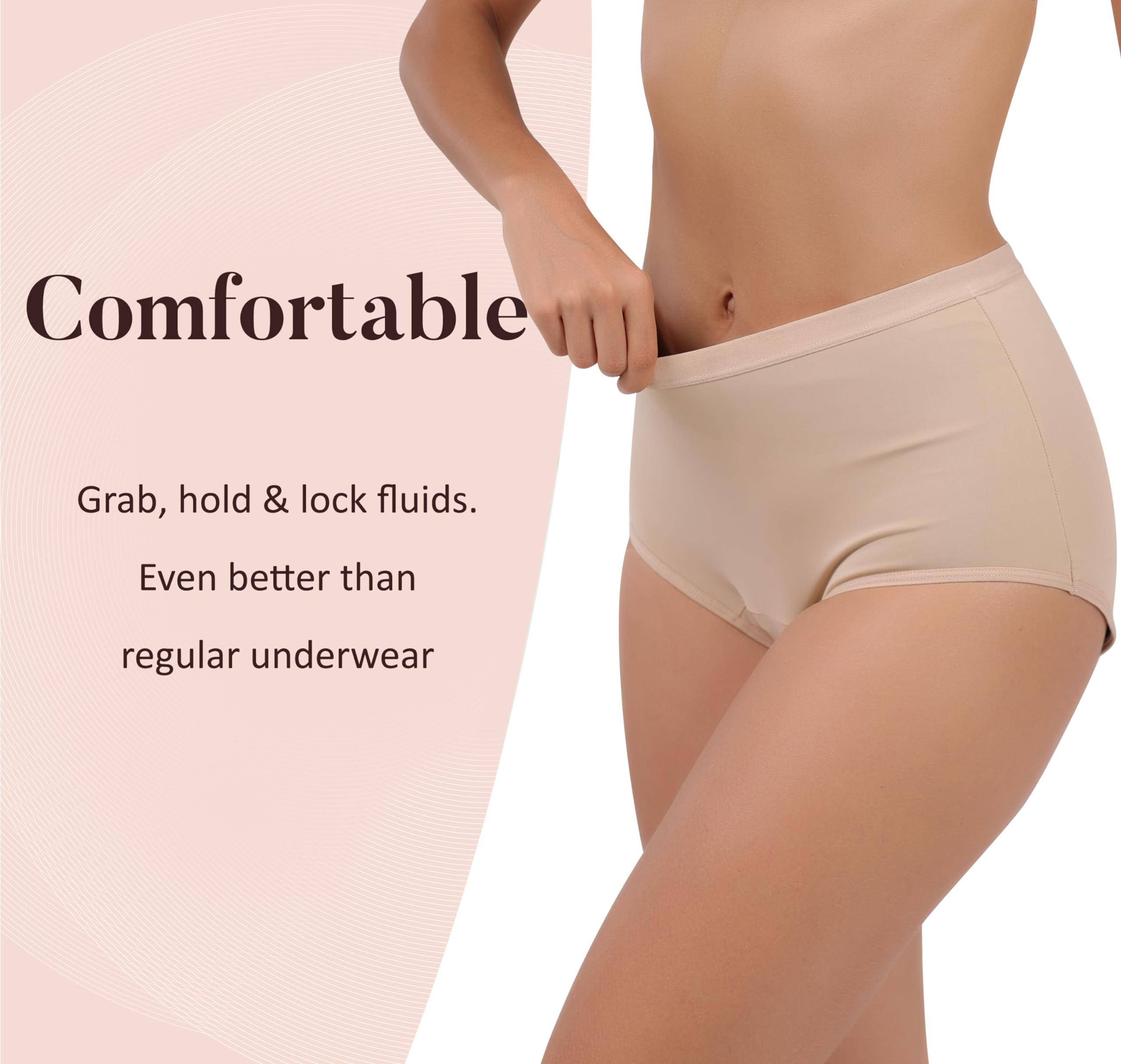 AIRCUTE Super Absorbent Incontinence Underwear for Women Leak Proof Heavy Bladder Leakage Night Briefs 150ML(Beige, Large)