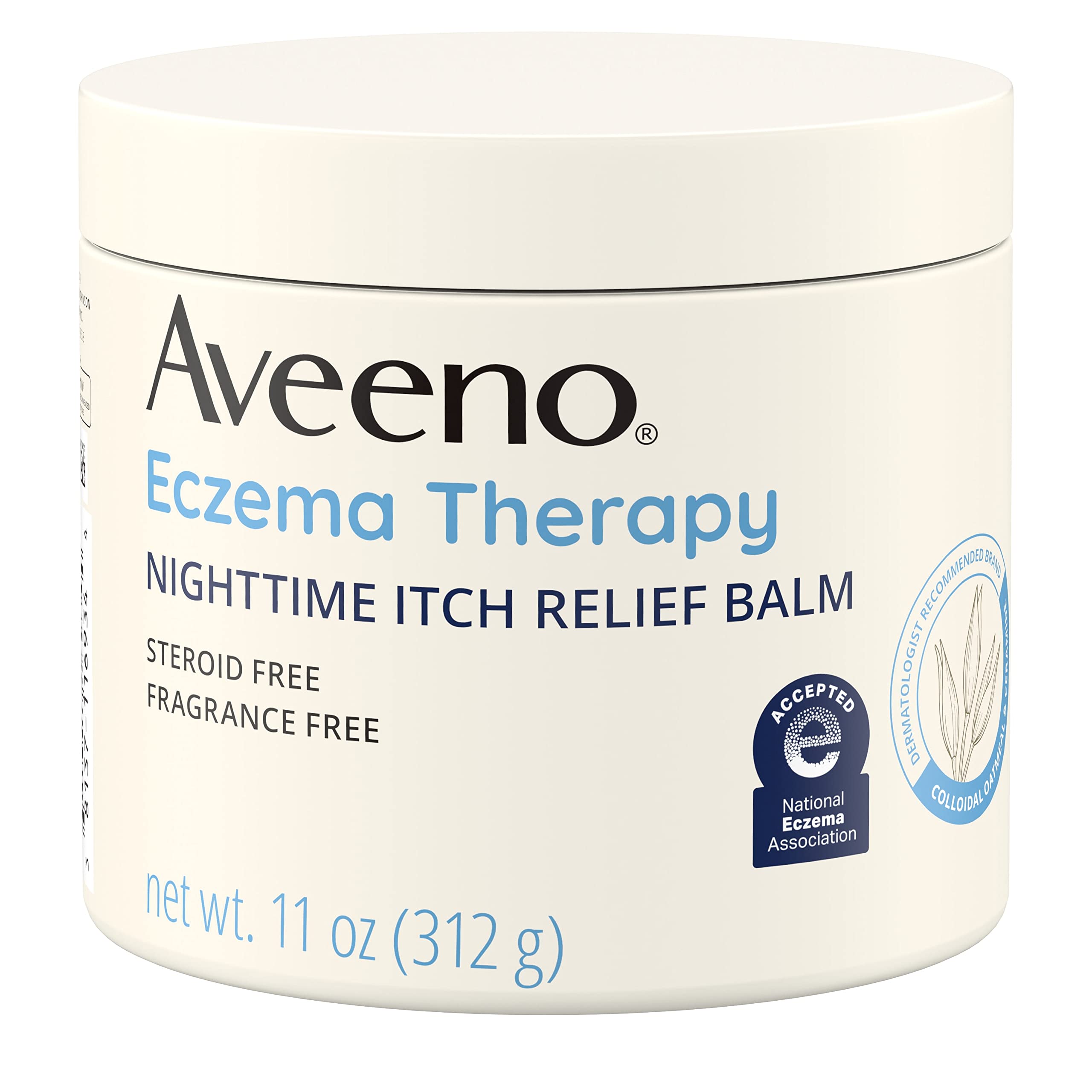 Aveeno Eczema Therapy Nighttime Itch Relief Balm with Colloidal Oatmeal and Ceramide for Dry Itchy Skin, Fragrance-Free Anti Itc