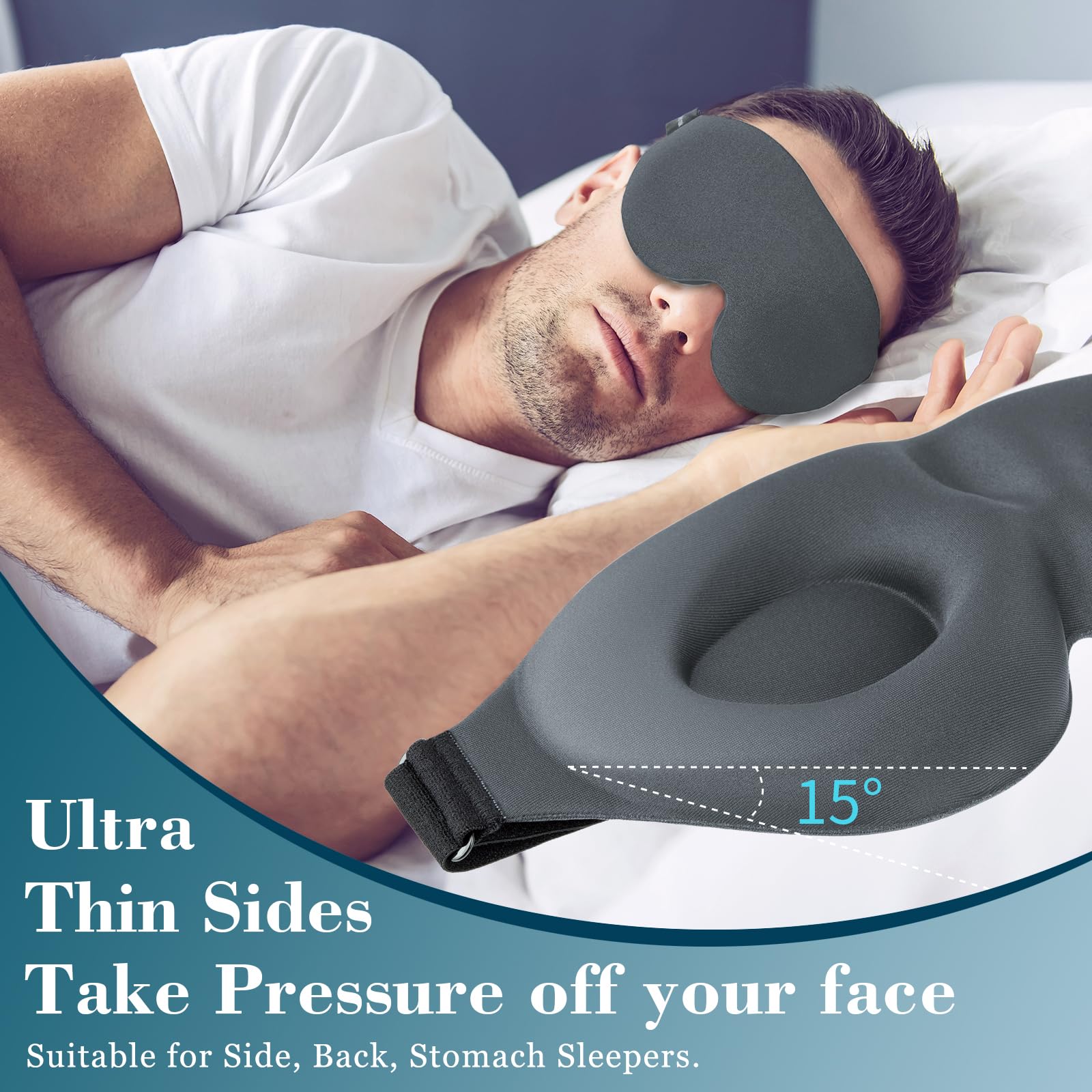 ZGGCD 3D Sleep Mask for Side Sleeper, Light Blocking Sleeping Eye Mask for Women Men, Contoured Cup Night Blindfold, Luxury Eye