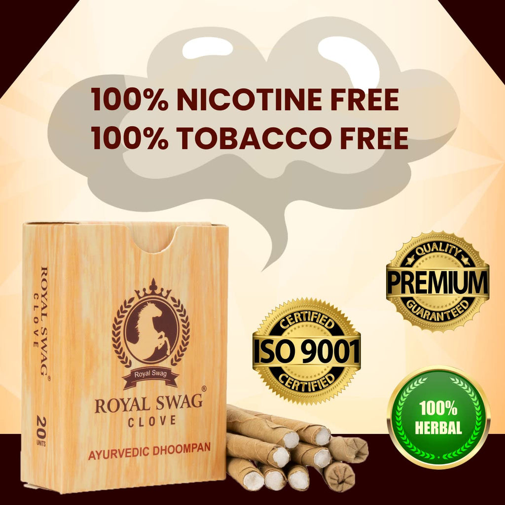 ROYAL SWAG Ayurvedic & Herbal Long Filtered Bidi Smoke (Pack of 1 X 20 Bidi Sticks Per Pack) with 12 ml Shot to Stop Nicotine Cr