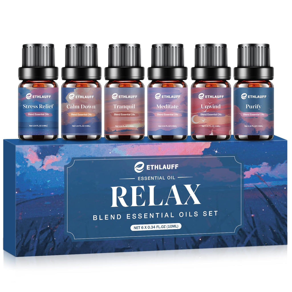 Relax Essential Oils, Essential Oil Set for Diffusers for Home, Humidifiers, Candle Making, Aromatherapy - Stress Relief, Calm D