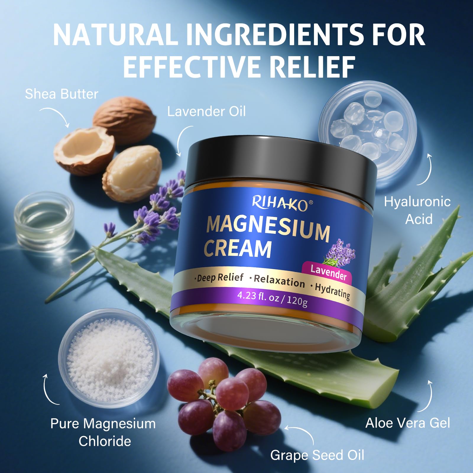 Nighttime Magnesium Cream, Topical Magnesium Cream for Sleep, Muscle Soreness & Cramps Relief - Apply to Legs, Arms or Chest - T