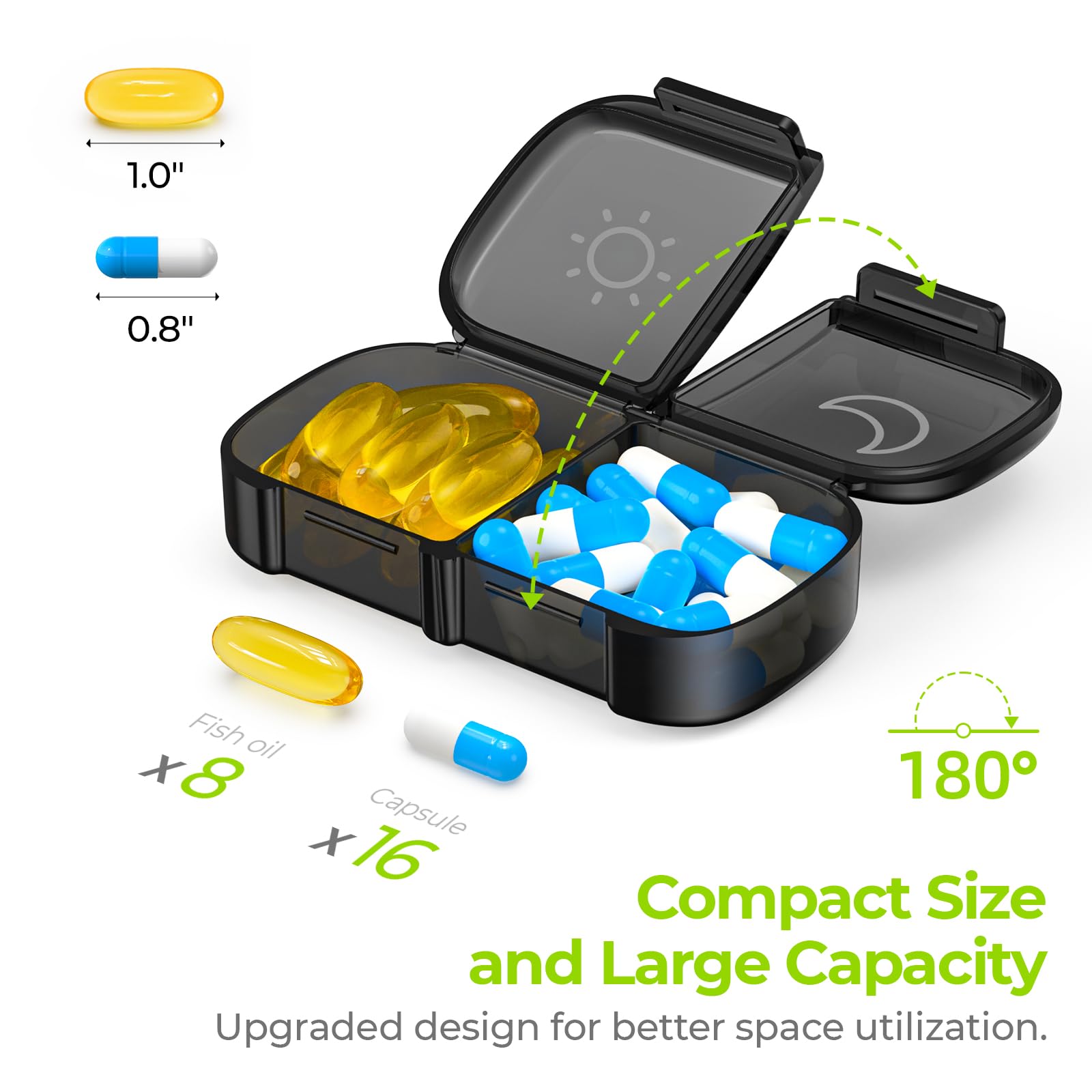 AUVON Canvas Bag XL Weekly Pill Organizer 2 Times a Day, Travel Pill Box 7 Day with One-Side Large Opening, AM PM Pill Case with