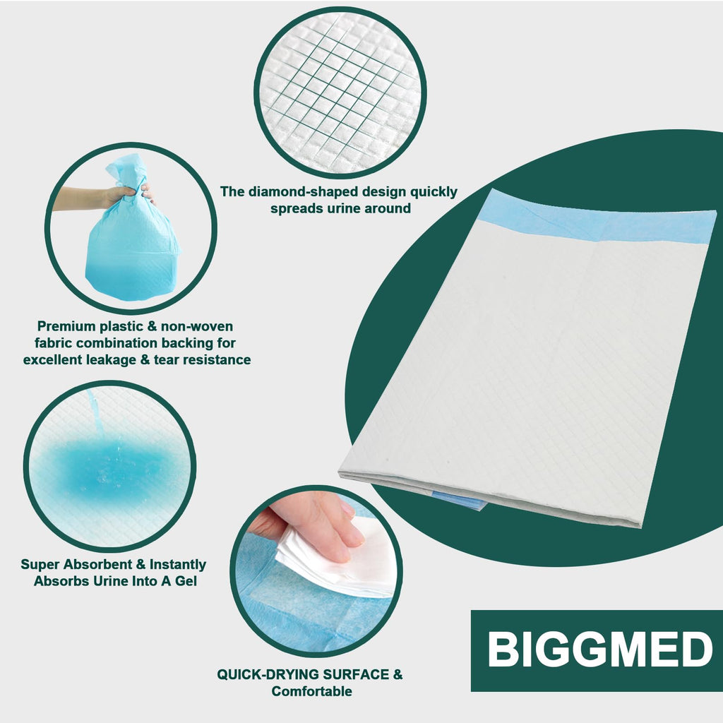 BIGGMED Tear-Resistant Incontinence Bed Pads 40 x 36 130 Gram Heavy Duty (25 Count) Disposable Underpads Chucks Pads for Adu