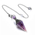 GEHECRST Natural Amethyst Healing Crystal Dowsing Pendulum Reiki Gemstone Chips Orgone Pendulum 6 Faceted Hexagonal Pointed Resi