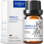 HIQILI 10ml Vanilla Essential Oil, 100% Pure Natural Vanilla Fragrance Oil for Skin, Hair, Massage, DIY Spray, Perfume, Candle, 