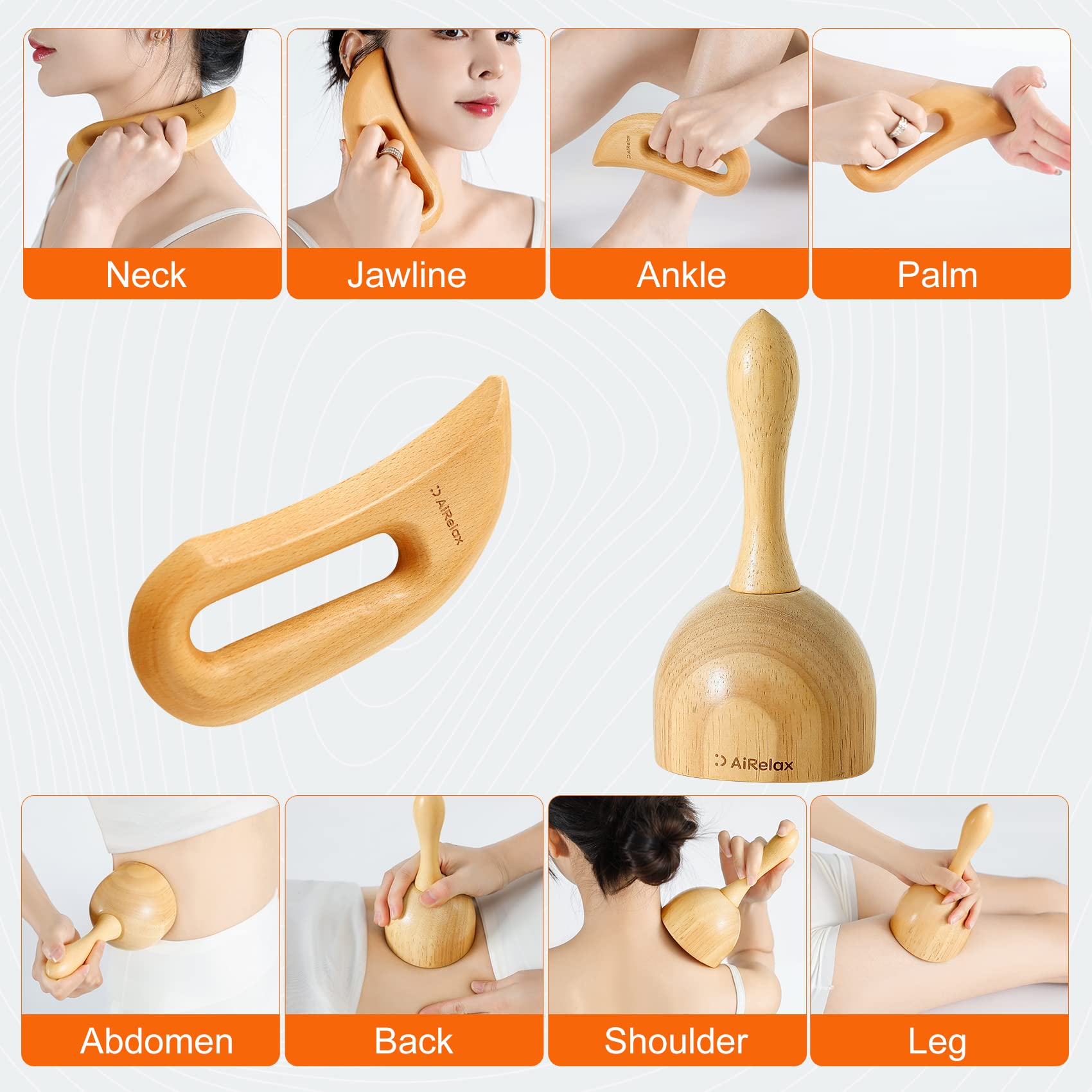 AiRelax 6 in 1 Wood Therapy Massage Tools,Lymphatic Drainage Massager Maderoterapia Kit Colombiana for Body Shaping,Body Sculpti