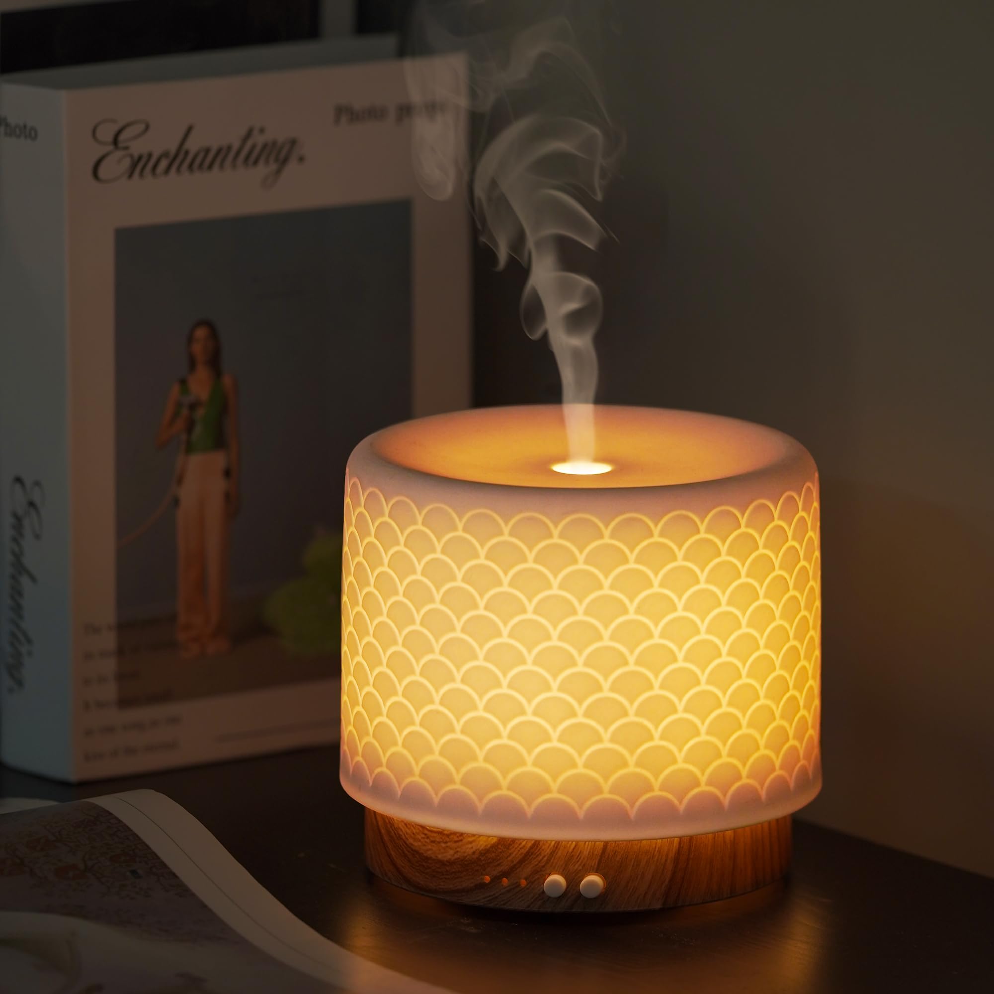 Essential Oil Diffuser, Aesthetic Ceramic Diffusers for Essential Oils,Ultrasonic 280ml Aroma Fragrance Diffuser with Cool Mist 