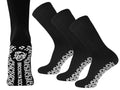 3 Pairs of Non-Skid Diabetic Crew Socks, Non Binding Top Therapeutic Cotton Gripper Socks (Black, Size: 9-11)
