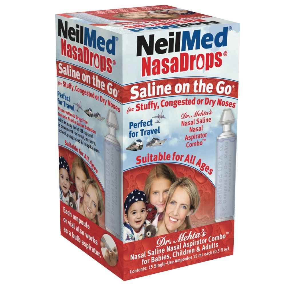 Neil Med NASA Drops Saline Vials, 15 Single-Use Ampoules, 0.5 Fl Oz