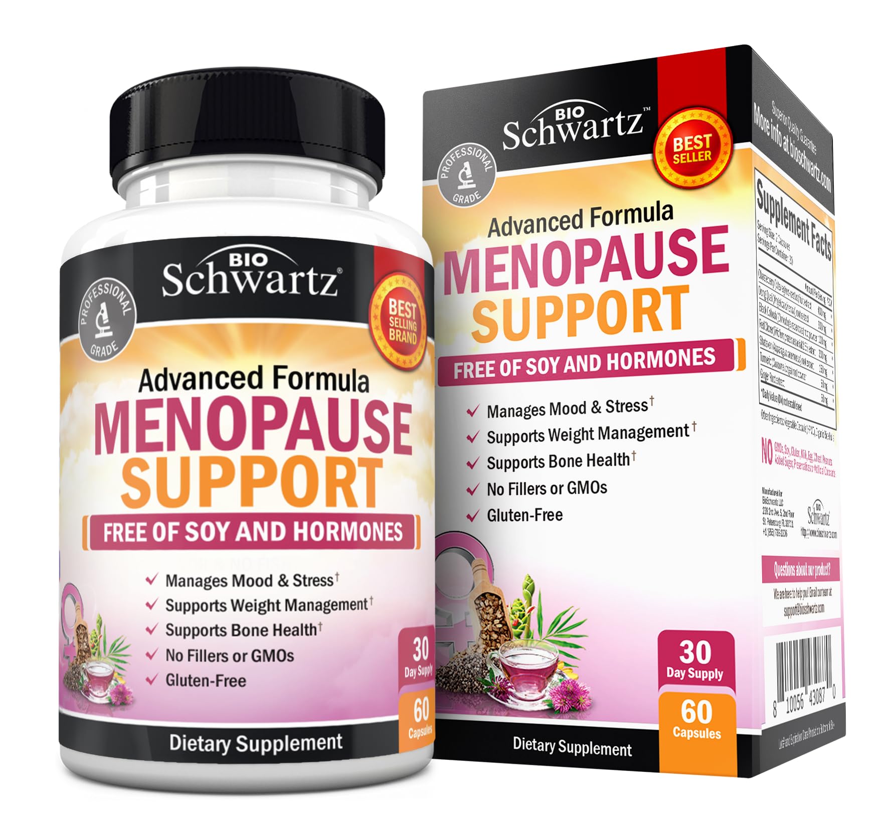 Herbal Menopause Support for Women - Supports Healthy Mood and Balance with Milk Thistle Chasteberry Black Cohosh Red Clover Tur