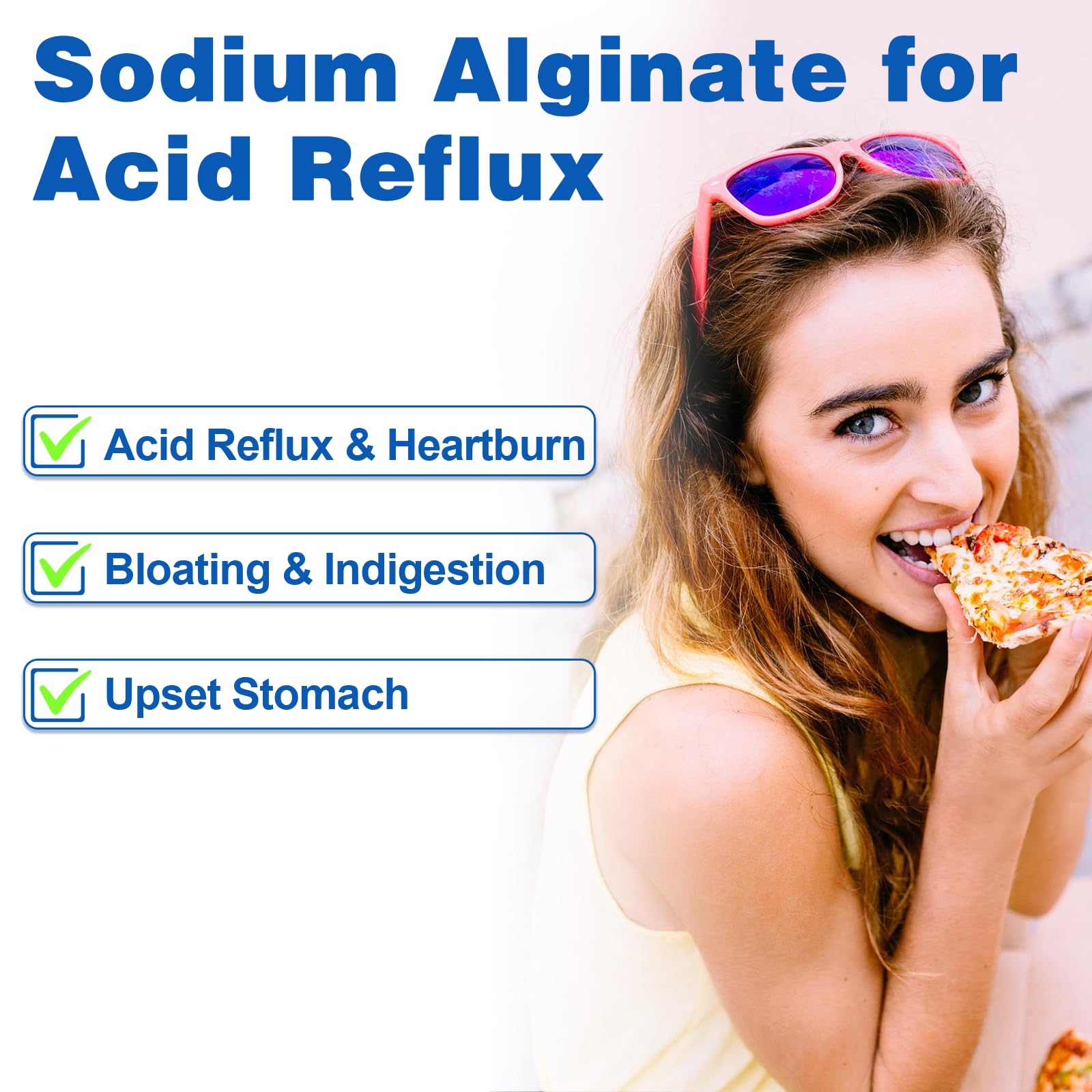 QUBIT Sodium Alginate for Acid Reflux - No Aftertaste & Taste Well, Easy to Swallow, for Silent Reflux, Heartburn & Indigestion