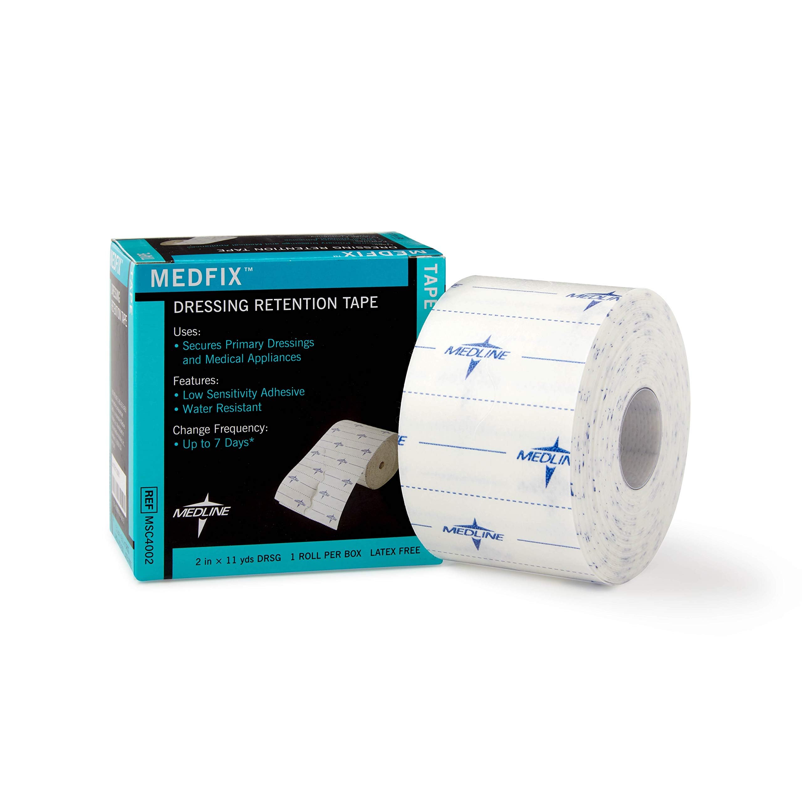 Medline MedFix Dressing Retention Tape with S-Release Liner, Secures Primary Dressings and Medical Appliances, 2 x 11 yd