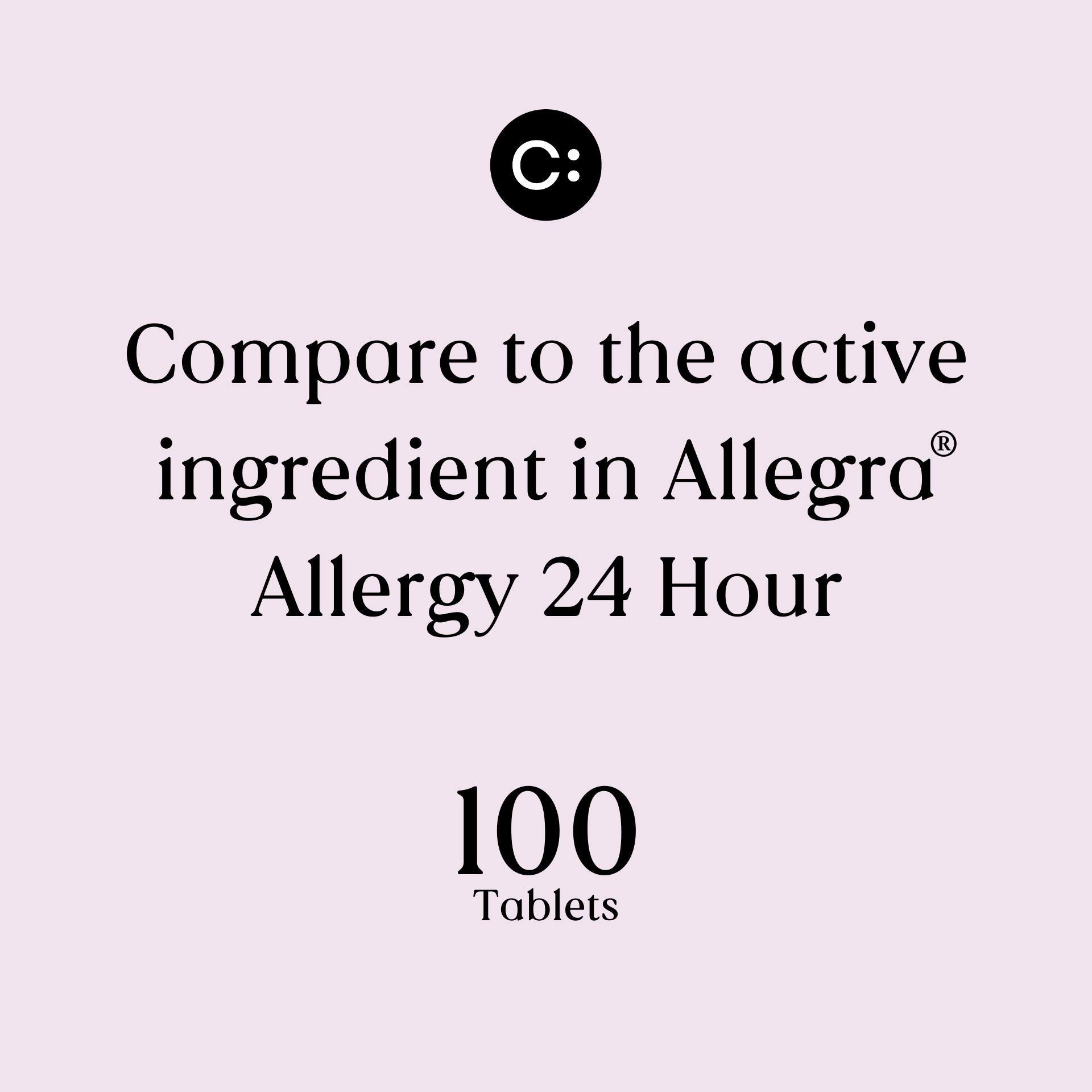 Cabinet: 24-Hour Non-Drowsy Allergy Relief Fexofenadine Hydrochloride 180mg | Antihistamine for Pollen, Hay Fever, Dry, Itchy Ey