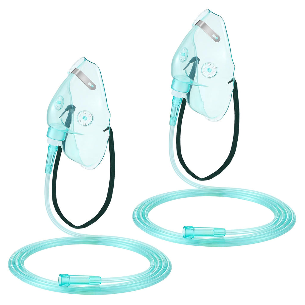 Geiserailie 2 Pack XL Oxygen Mask with 6.6 Ft Tubing and Adjustable Elastic Strap, Adult Oxygen Mask with Tubing, Oxygen Masks f
