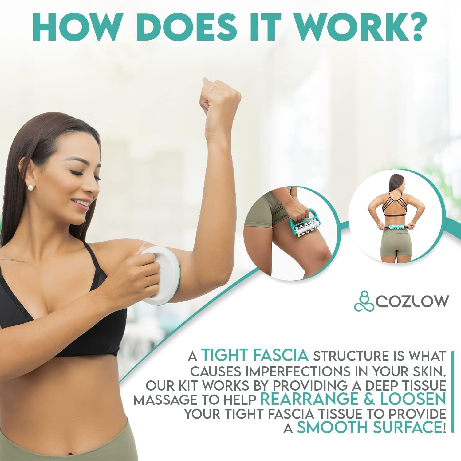 3-in-1 Fascia Roller Kit, Helps Reduce The Appearance of Cellulite, Helps Increase Circulation & Firms Skin, Fascia Massagers fo
