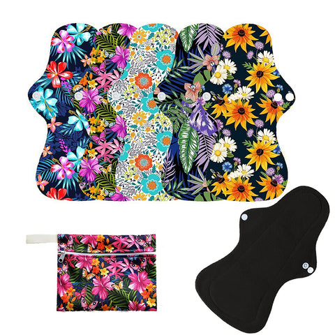 6pcs Resuable Incontinence Pads Resuable Waterproof Resuable Menstrual Pad Sets Including 5Pcs Heavy Flow Menstrual Pads Mama Cl
