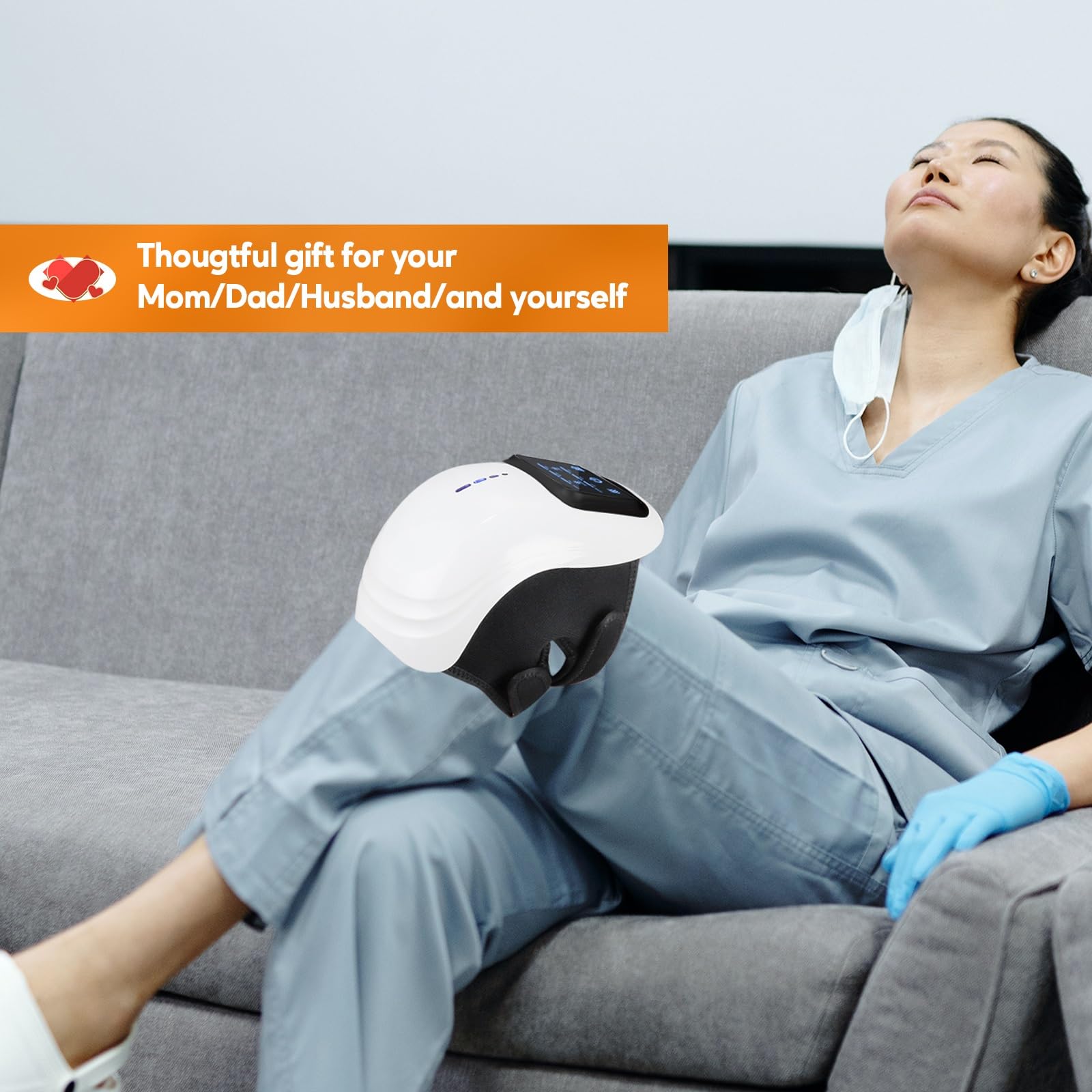 IeBilif Cordless Knee Massager with Large LED Screen, Heated and Vibration, Heated Knee Massager, Gift for Birthday, Gift for Hu