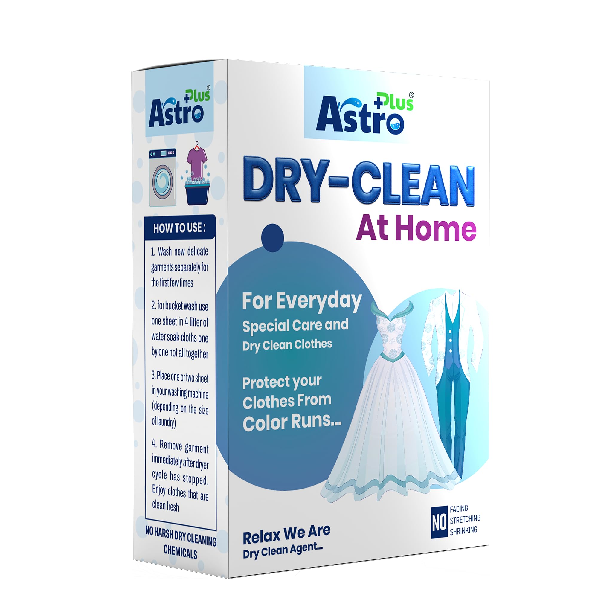 Astro Plus + Dry Clean AtHome Liquid Sheets|Ultimate Protection For Silk Saree And Chiffon,Cotton,Georgette,Linen,And Woolen|Pa